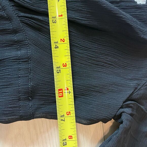 I.E. Woman Silk‎ Tunic Blouse Women Small Black Embriodered Sheer Chiffon - Picture 7 of 8